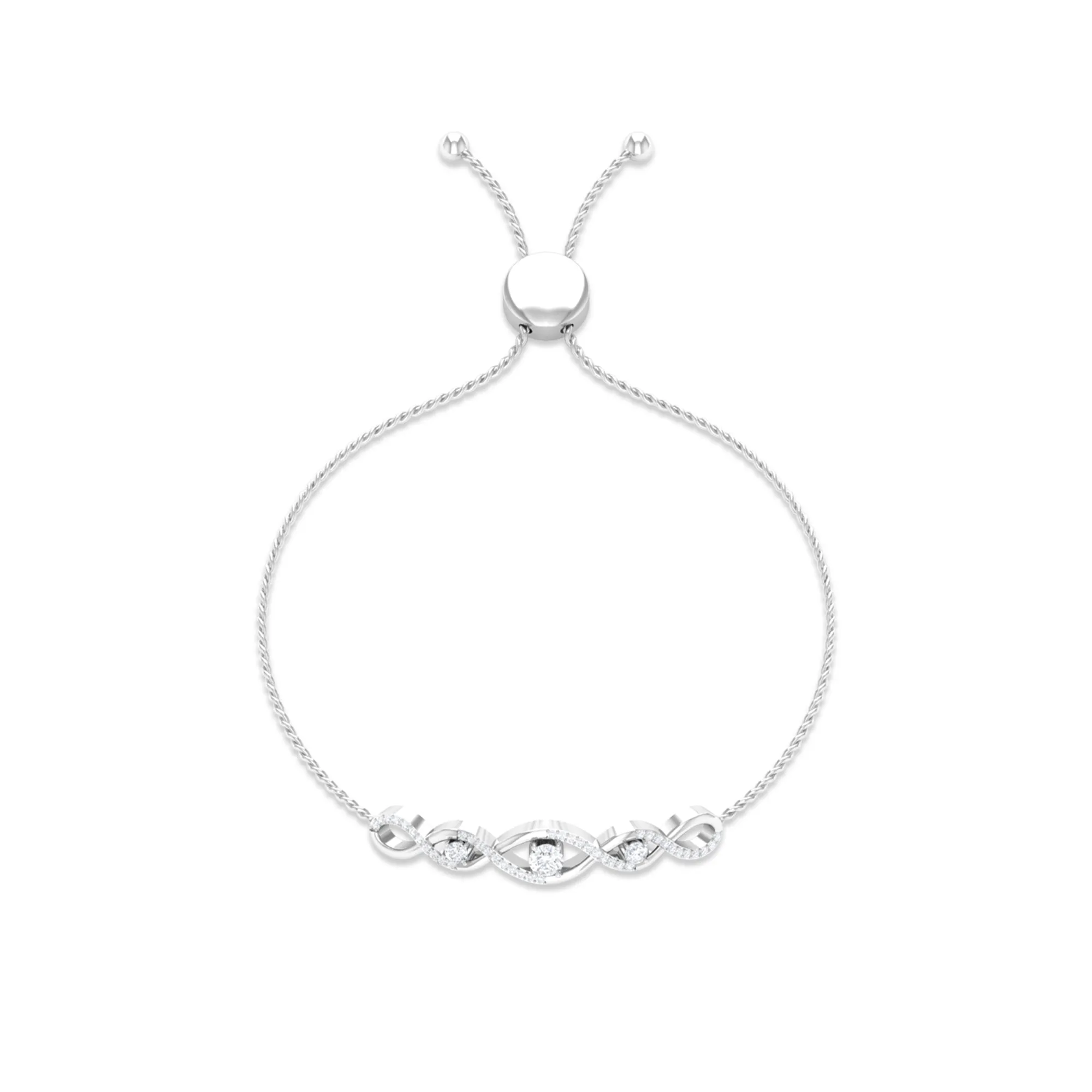 0.75 CT Zircon Infinity Braided Bolo Chain Bracelet