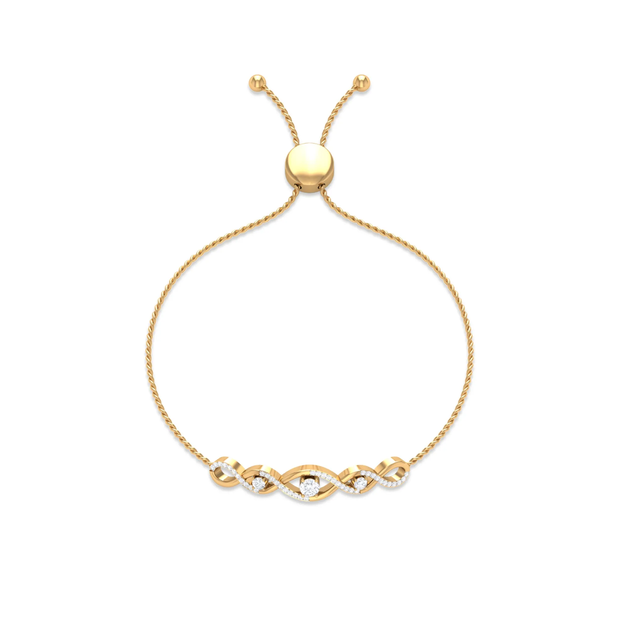 0.75 CT Zircon Infinity Braided Bolo Chain Bracelet