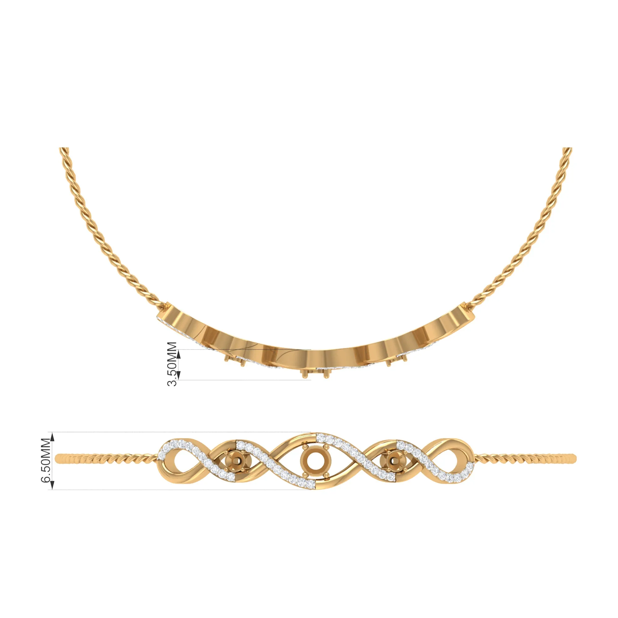 0.75 CT Zircon Infinity Braided Bolo Chain Bracelet