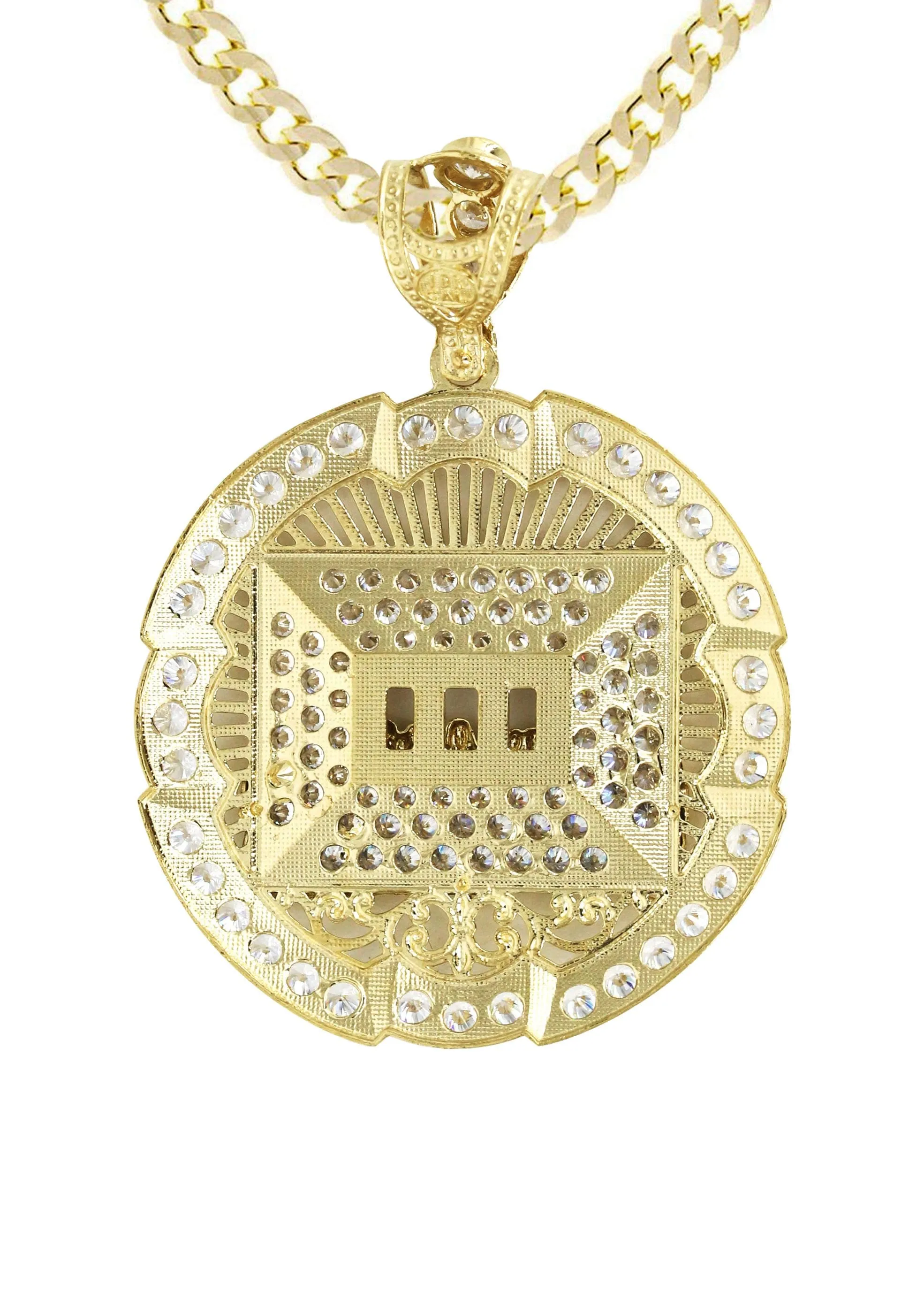 10K Yellow Gold Round Cz Last Supper Necklace | Appx 22.2 Grams