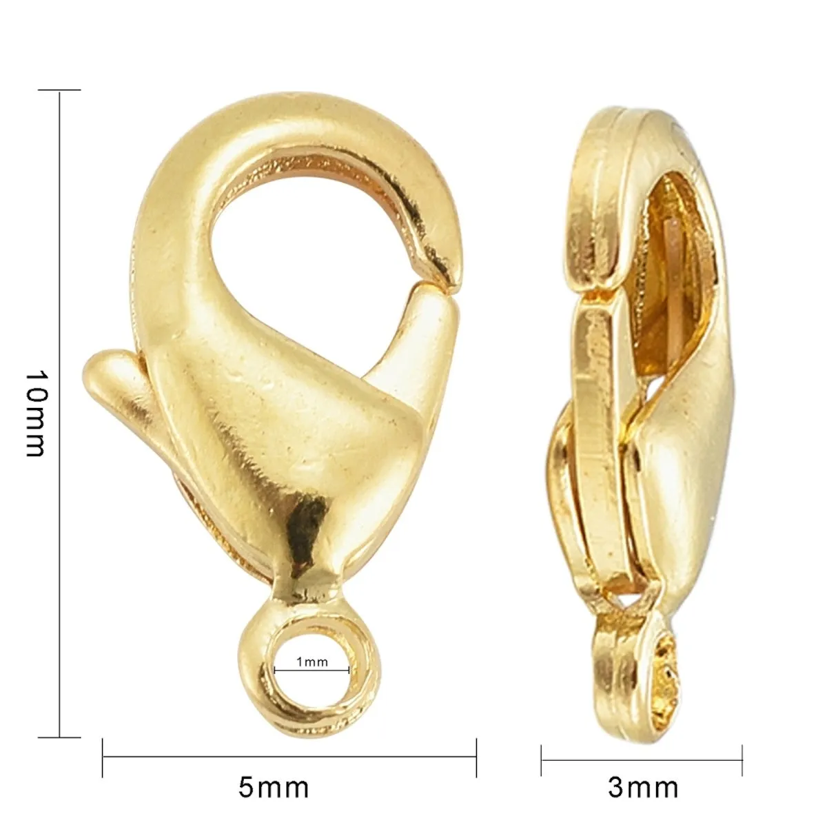 10mm Parrot Clasp & Tags (10) - Gold