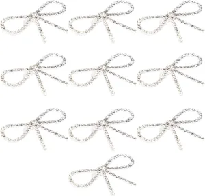 10pcs Rhinestone Jewelry Bow Rhinestone Brooch Accessories DIY Wedding Dress Banquet Suit Jacket Shiny Rhinestone Jewelry,10Pcs Diamond Rhinestone Bow Glass Flash Brooch Claw Chain