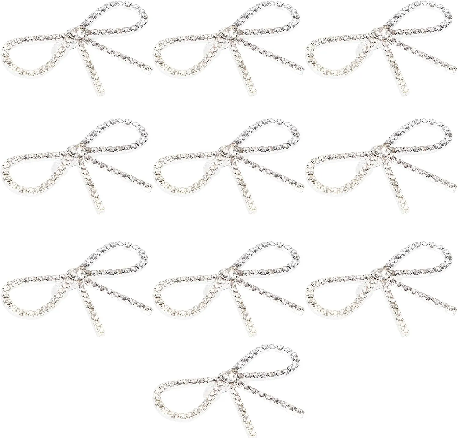 10pcs Rhinestone Jewelry Bow Rhinestone Brooch Accessories DIY Wedding Dress Banquet Suit Jacket Shiny Rhinestone Jewelry,10Pcs Diamond Rhinestone Bow Glass Flash Brooch Claw Chain
