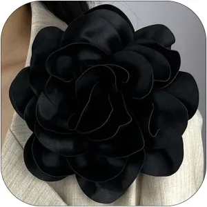 19mm Extra Large Rose Flower Brooches Lapel Pins Dainty Satin Fabric Brooches Big Camellia Flower Brooch Pin for Women Wedding Part Dance Clothes Accessories Jewelry