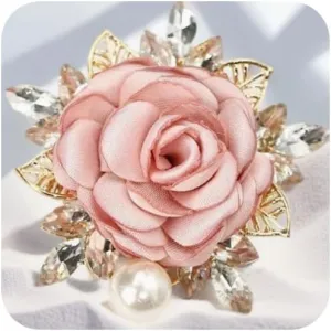 1pc Elegant Rose Flower Brooch Pin for Women Large Handmade Crystal Pearl Flower Brooch Creative Dress Suit Floral Lapel Pin Accessory Decor Wedding Gift Valentine's Day Gift