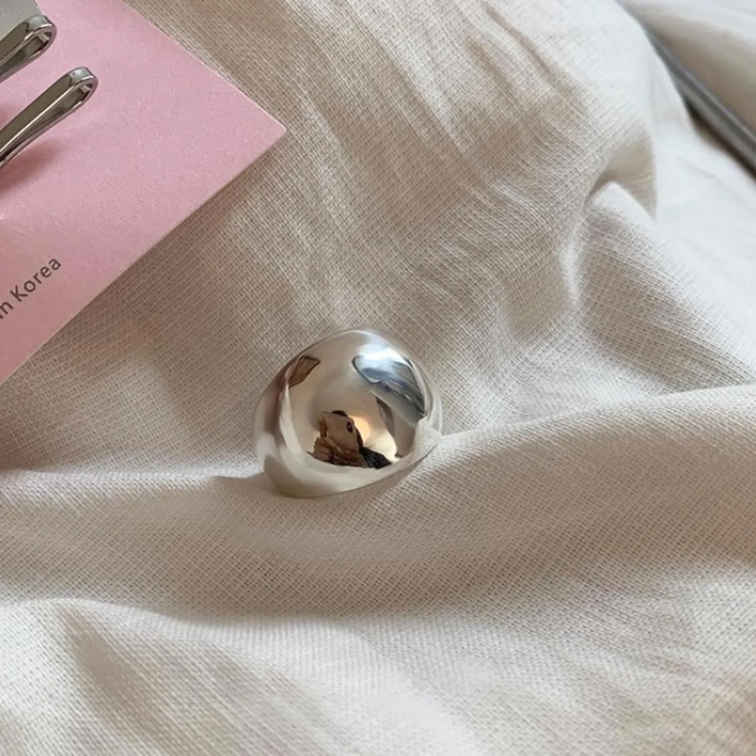 Adjustable 925 Sterling Silver Rings Handmade Wide Silver Ring Boho Thumb Band Statement Rings for Women