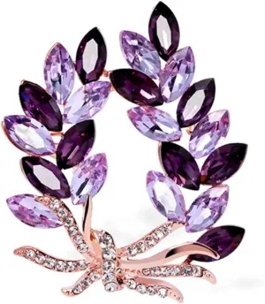 Bauhinia Flower Crystal Brooches Pins Fashion Beautiful Created Rhinestone Floral Brooch Good Idea for Party Dance Wedding Banquet for Elegant Women Girl Gold Silver (Purple)