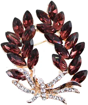 Bauhinia Flower Crystal Brooches Pins Fashion Beautiful Created Rhinestone Floral Brooch Good Idea for Party Dance Wedding Banquet for Elegant Women Girl Gold Silver (Red)