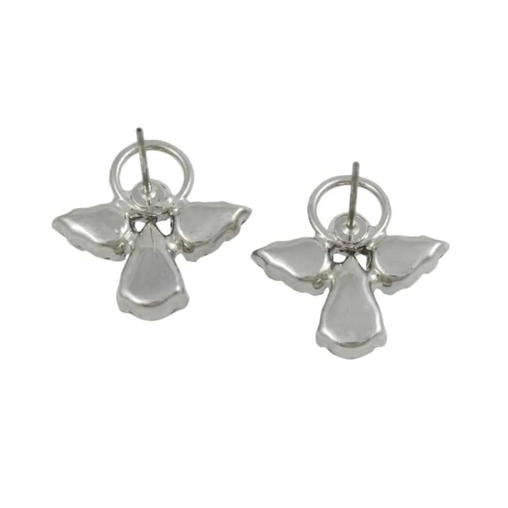 Blue Crystal Angel with Clear Wings Pierced Earring - PRF432E