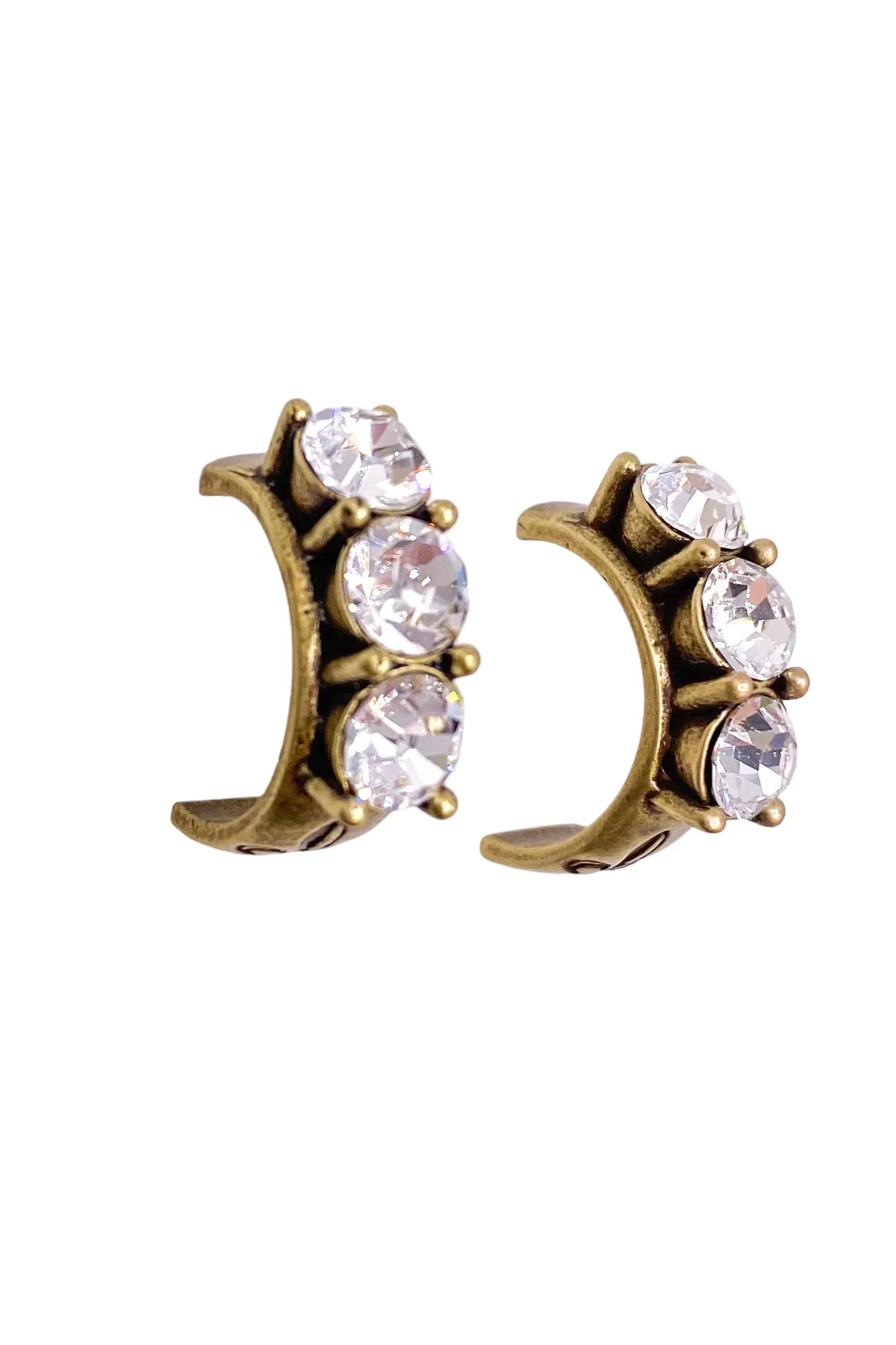Brass Clad Austrian Crystal Huggie | FRENCH KANDE - FINAL SALE