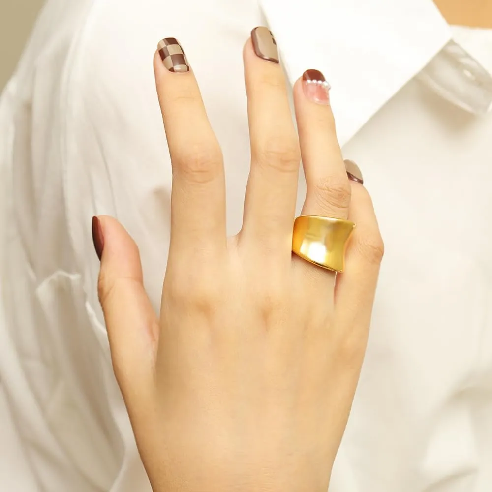Chunky Gold Rings That Don't Tarnish Size 6-11 Silver Statement Rings for Women Bold Thick Chunky Rings Gold Silver Rings for Women