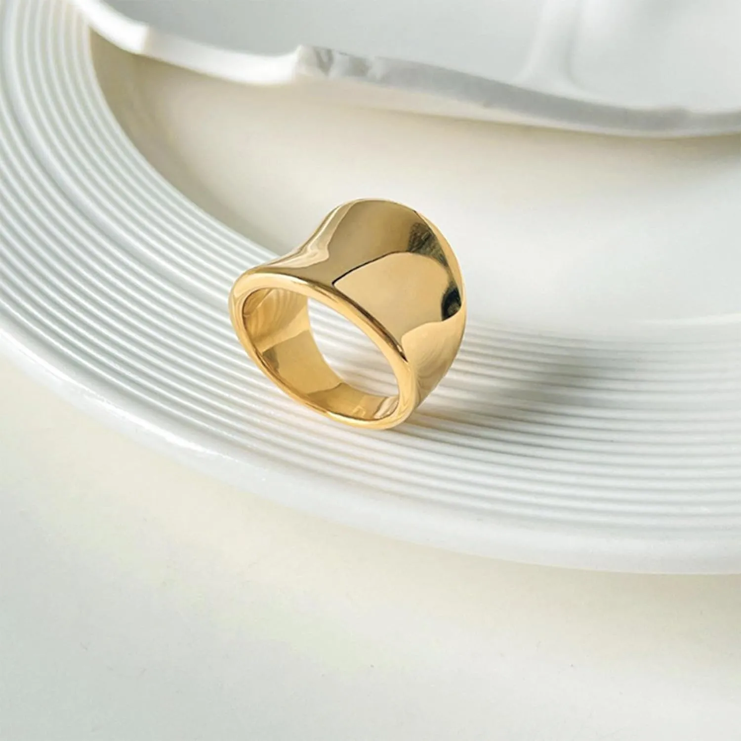 Chunky Gold Rings That Don't Tarnish Size 6-11 Silver Statement Rings for Women Bold Thick Chunky Rings Gold Silver Rings for Women