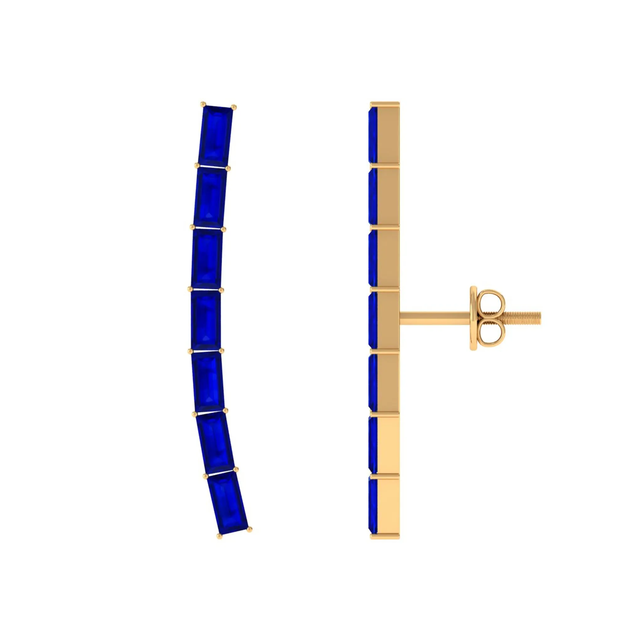 Created Blue Sapphire Climber Earrings
