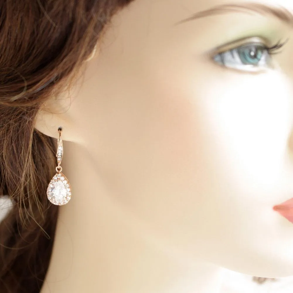 Crystal Dangle Earrings in Rose Gold-Emma