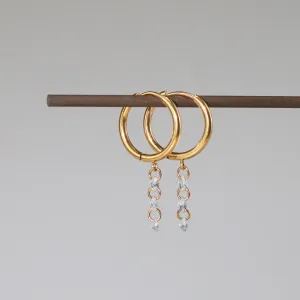 Crystal Drop Hoop Earrings-Tamera