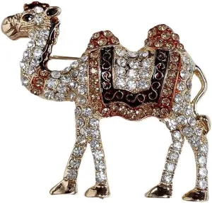 Cute Camel Rhinestones Brooches Lapel Pins for Women Men Teen Girls Funny Sparkly Crystal Cartoon Animal Pin Dress Suit Hat Bag Clothes Accessories Jewelry Party Christmas Holiday Gifts