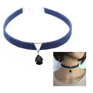 Denim Pendant Choker