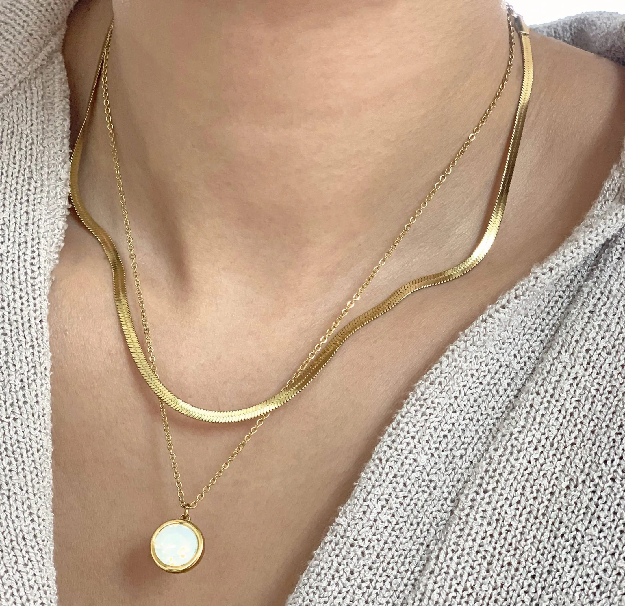 DESIREE OPAL BIRTHSTONE PENDANT NECKLACE - OCTOBER