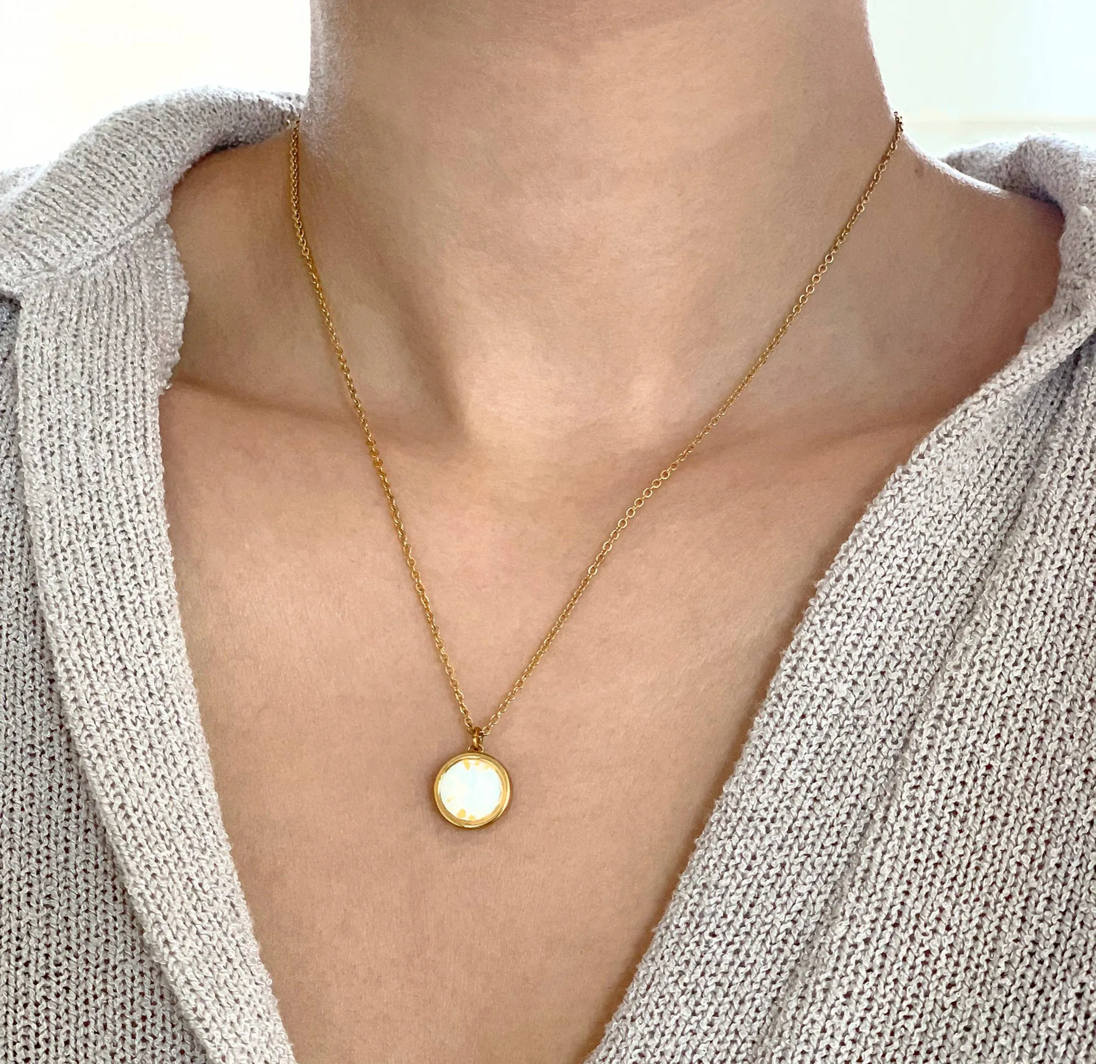 DESIREE OPAL BIRTHSTONE PENDANT NECKLACE - OCTOBER