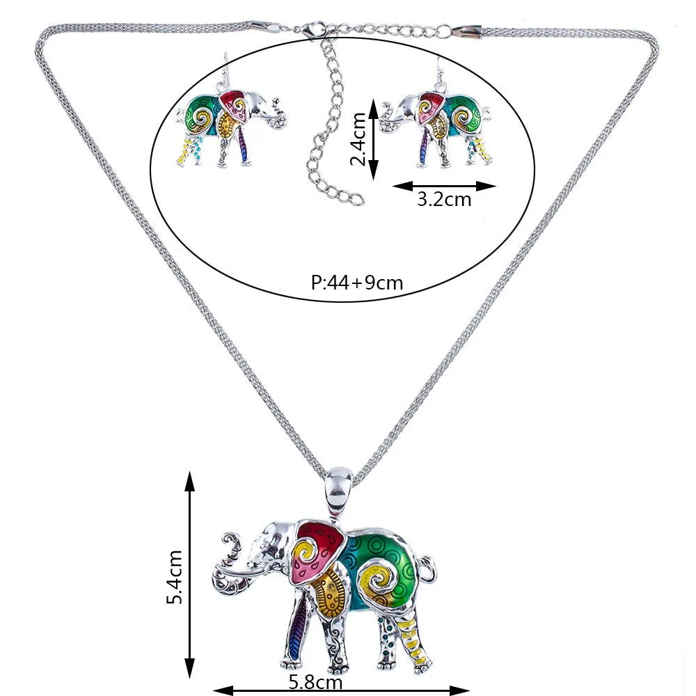 Fashion Jewelry Sets Hight Quality Necklace Sets For Women Jewelry Multicolor Alloy Unique Elephant Design Party Gift