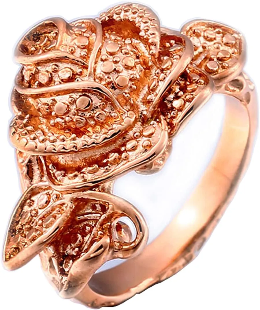 Female Rose Ring Stainless Steel Flower Jewelry Statement Rings for Women