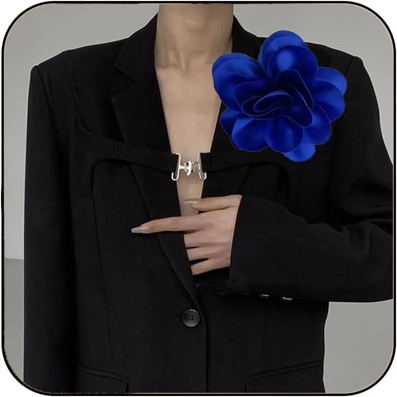 Flower Pins Large Flower Brooches Dainty Satin Fabric Rose Flower Brooches Lapel Pins Delicate Elegant Silk Camellia Flower Oversized Brooch Pin for Women Wedding Part Dance Dress Suit Clothes Accessories Prom Jewelry Gifts
