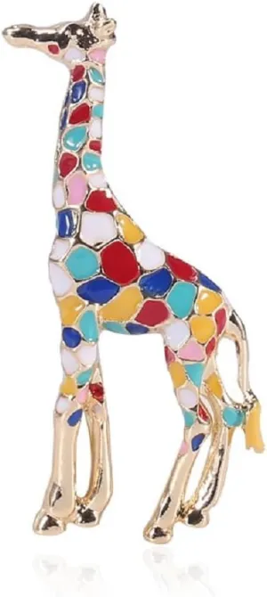 Giraffe Brooch Pins for Women, African Giraffe Brooch Pin, Cute Giraffe Animal Brooch Lapel Pin, Bohemian Colorful Giraffe Brooches Pins for Women Hat Bag Suit Dress Accessories Jewelry