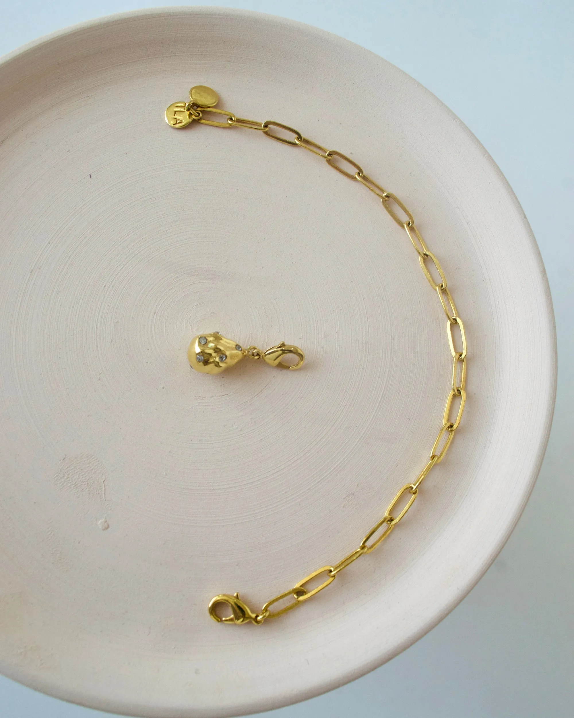 Gold Brass Studed Pearl Charm Pendants/Charm
