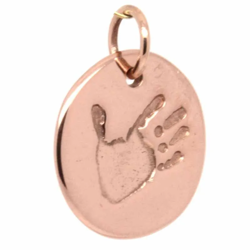 Gold Handprint Disc Charm