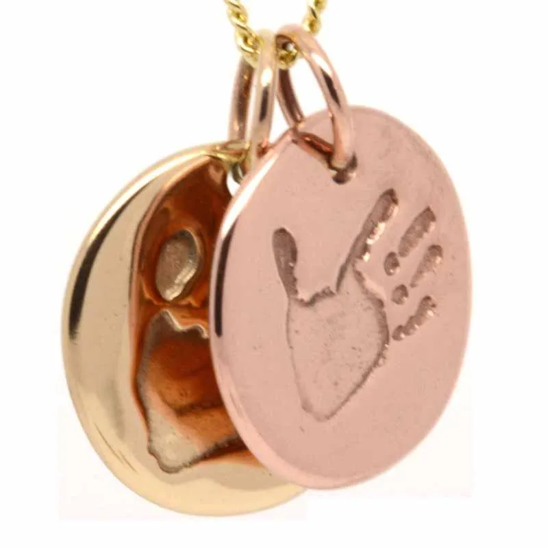 Gold Handprint Disc Charm