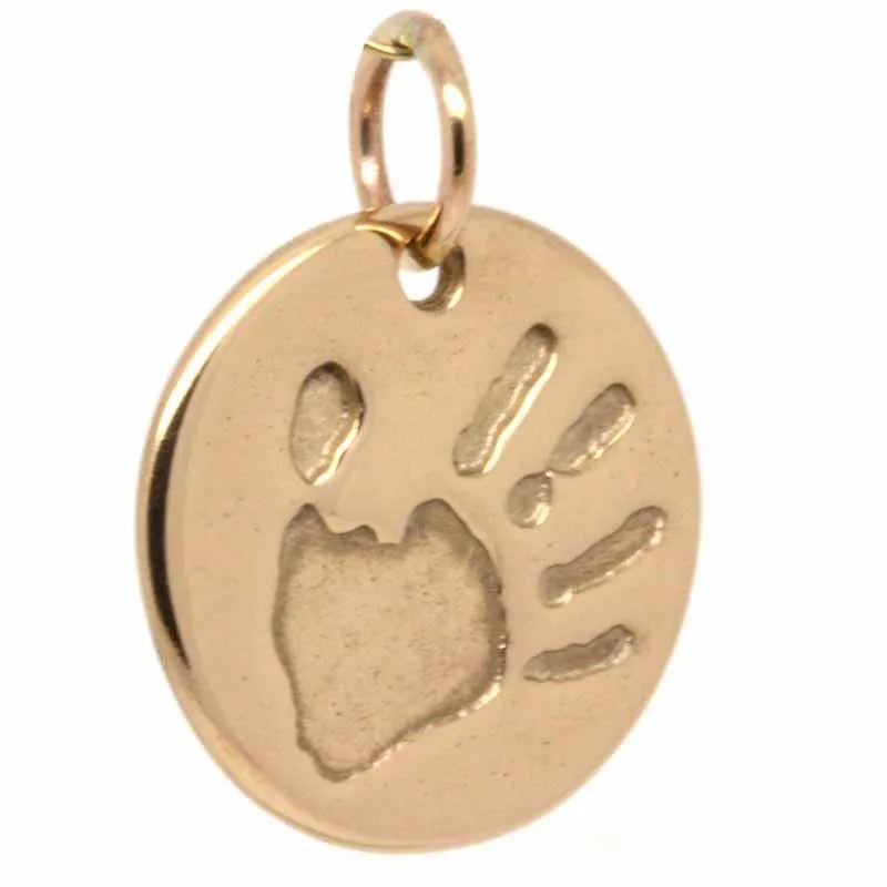 Gold Handprint Disc Charm