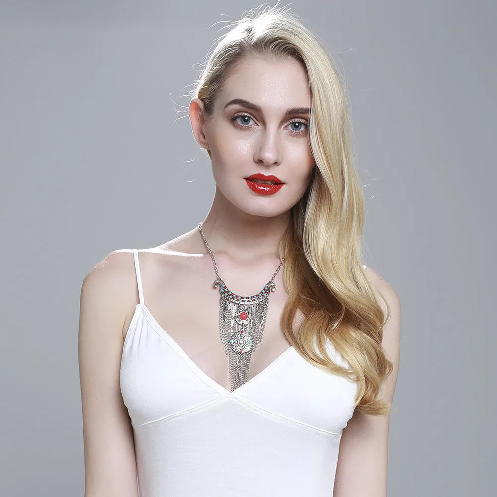 Gros Collier Femme Collares Tassel Maxi Coin Geometric Pendant Charm Women Colar Statement Boho Necklace Choker Jewelry
