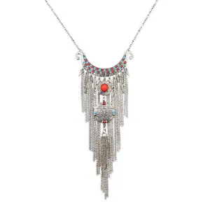 Gros Collier Femme Collares Tassel Maxi Coin Geometric Pendant Charm Women Colar Statement Boho Necklace Choker Jewelry