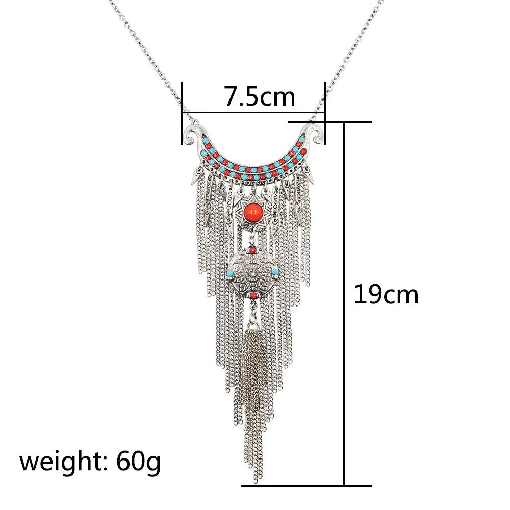 Gros Collier Femme Collares Tassel Maxi Coin Geometric Pendant Charm Women Colar Statement Boho Necklace Choker Jewelry
