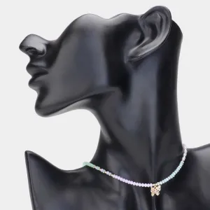 iLLASPARKZ Faceted Beaded Butterfly Pendant Choker Necklace