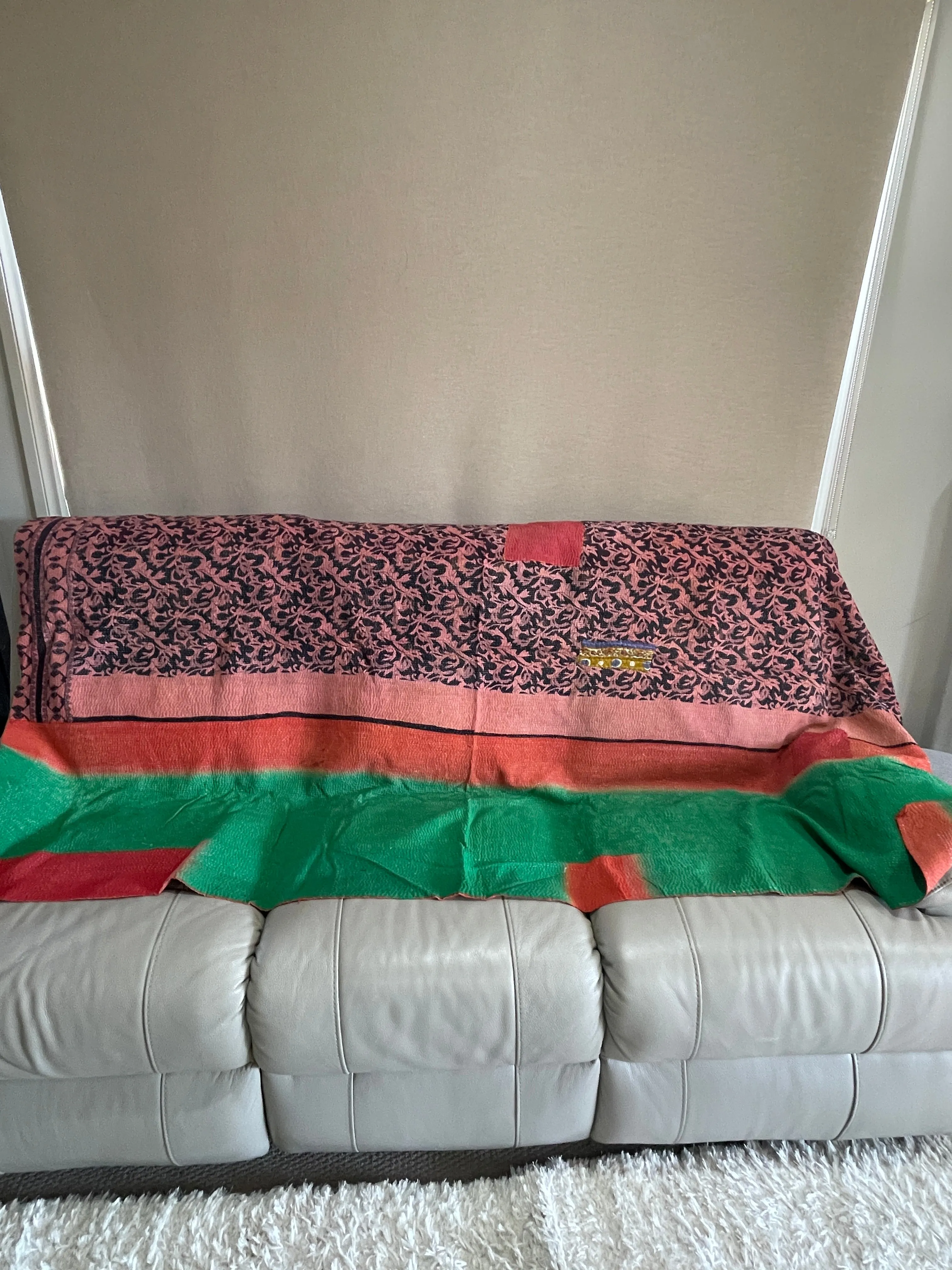 Indian Handmade Cotton Vintage Kantha Quilt Bedspread Throw- Abha