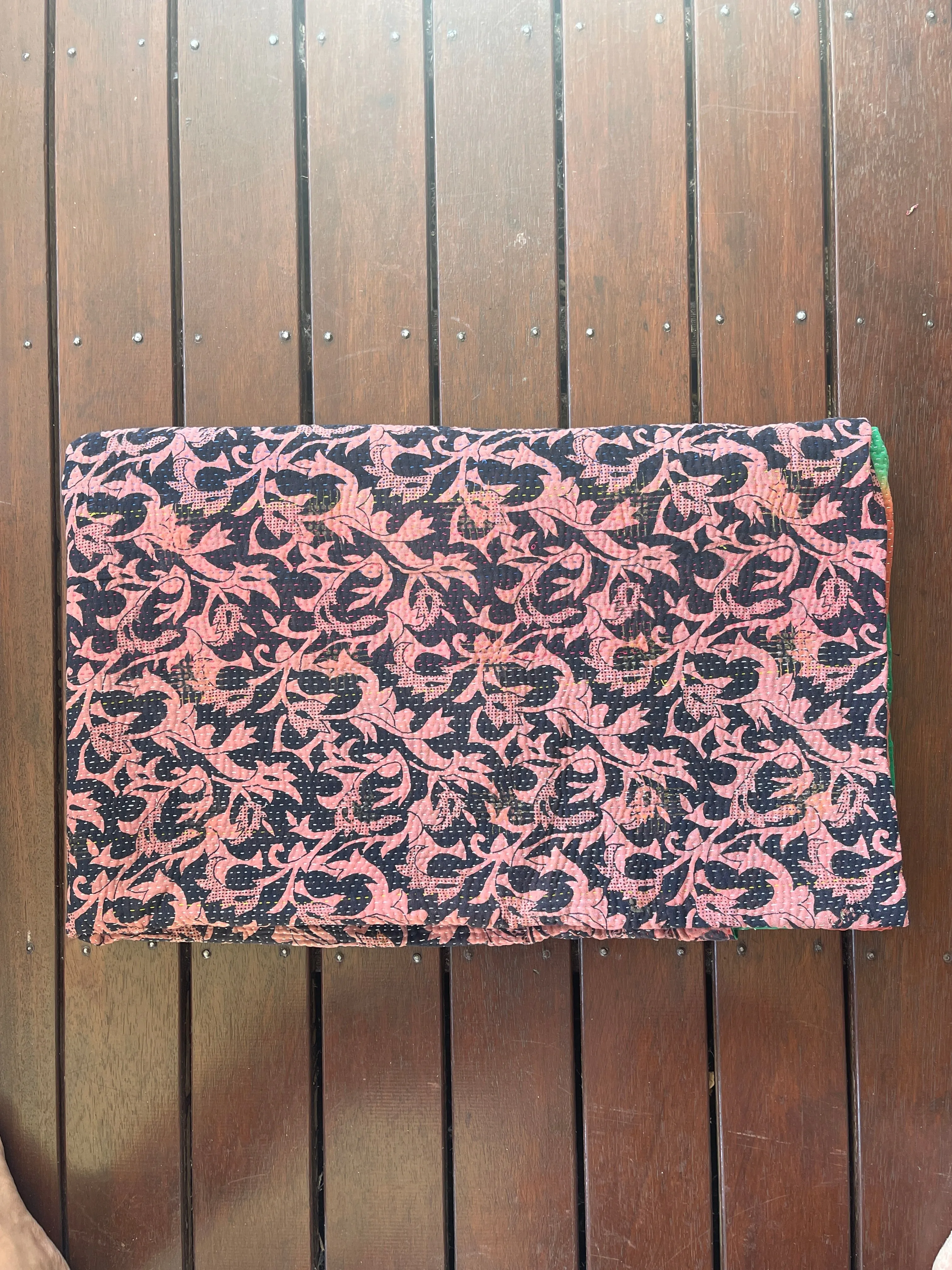 Indian Handmade Cotton Vintage Kantha Quilt Bedspread Throw- Abha