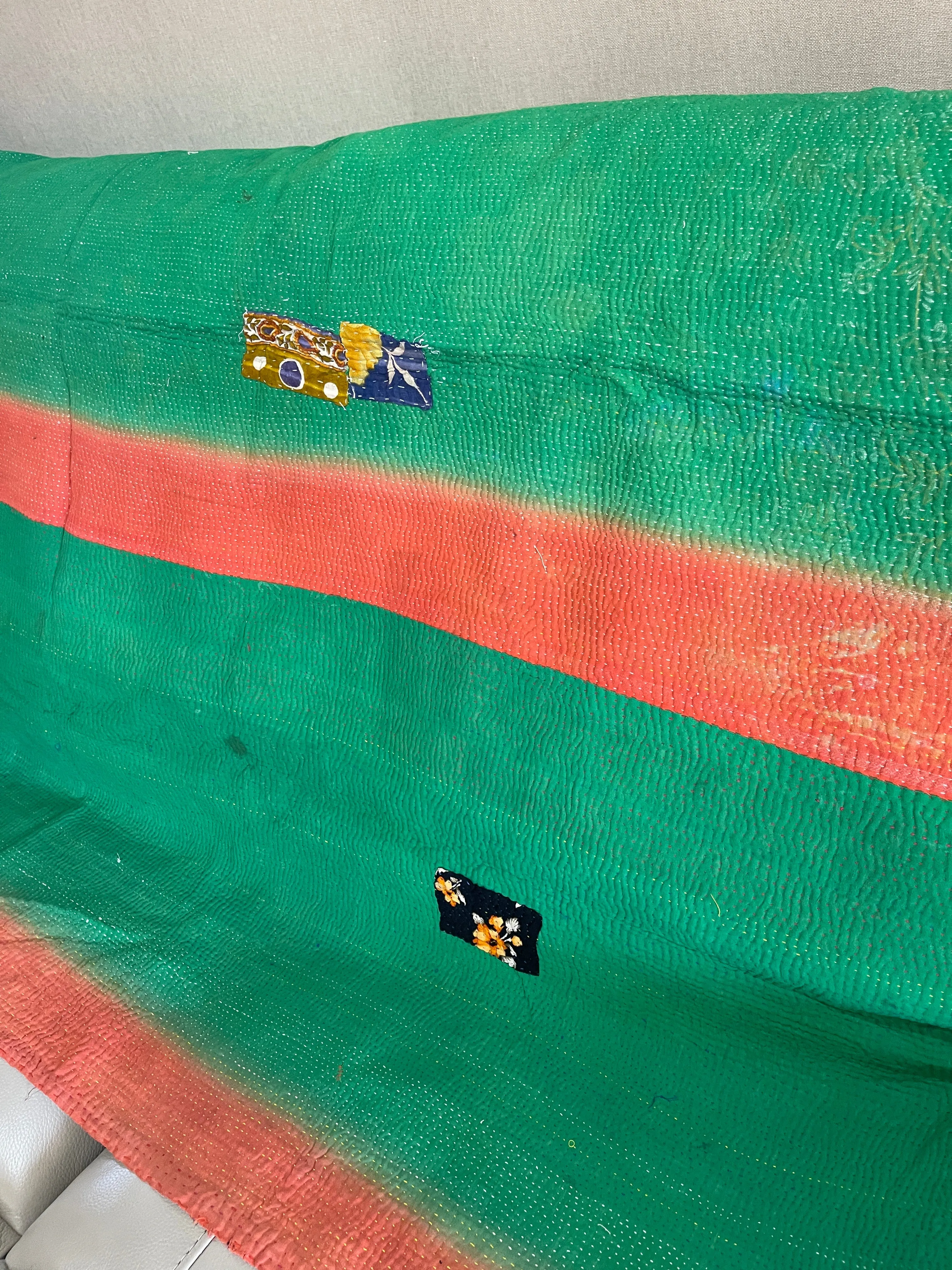 Indian Handmade Cotton Vintage Kantha Quilt Bedspread Throw- Abha