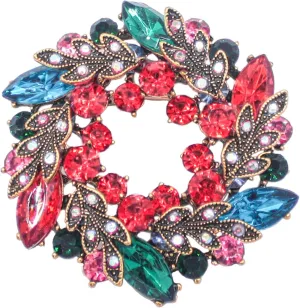 Jewelry Large Colorful Rhinestone Crystal Floral Flower Brooch Pins Corsage Bouquet for Wedding Banquet Christmas Party Valentine's Day Gift for Women Men Bridal Wife Mom