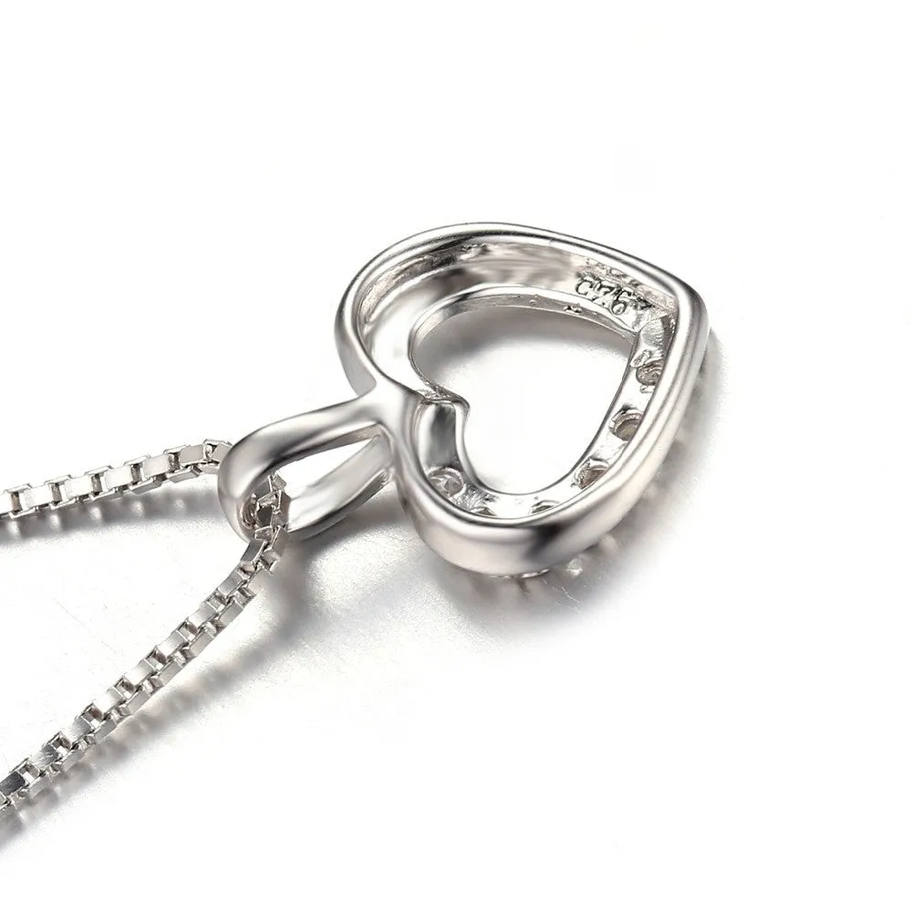 JeweryPalace Heart Love Wedding Engagement Pendant Neckalaces 43cm 925 Sterling Silver Fine Jewelry Necklace Chain For Women