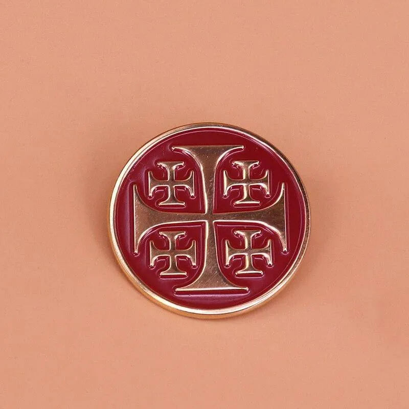 Knights Templar Commandery Lapel Pin - Red Jerusalem Solomon's Temple