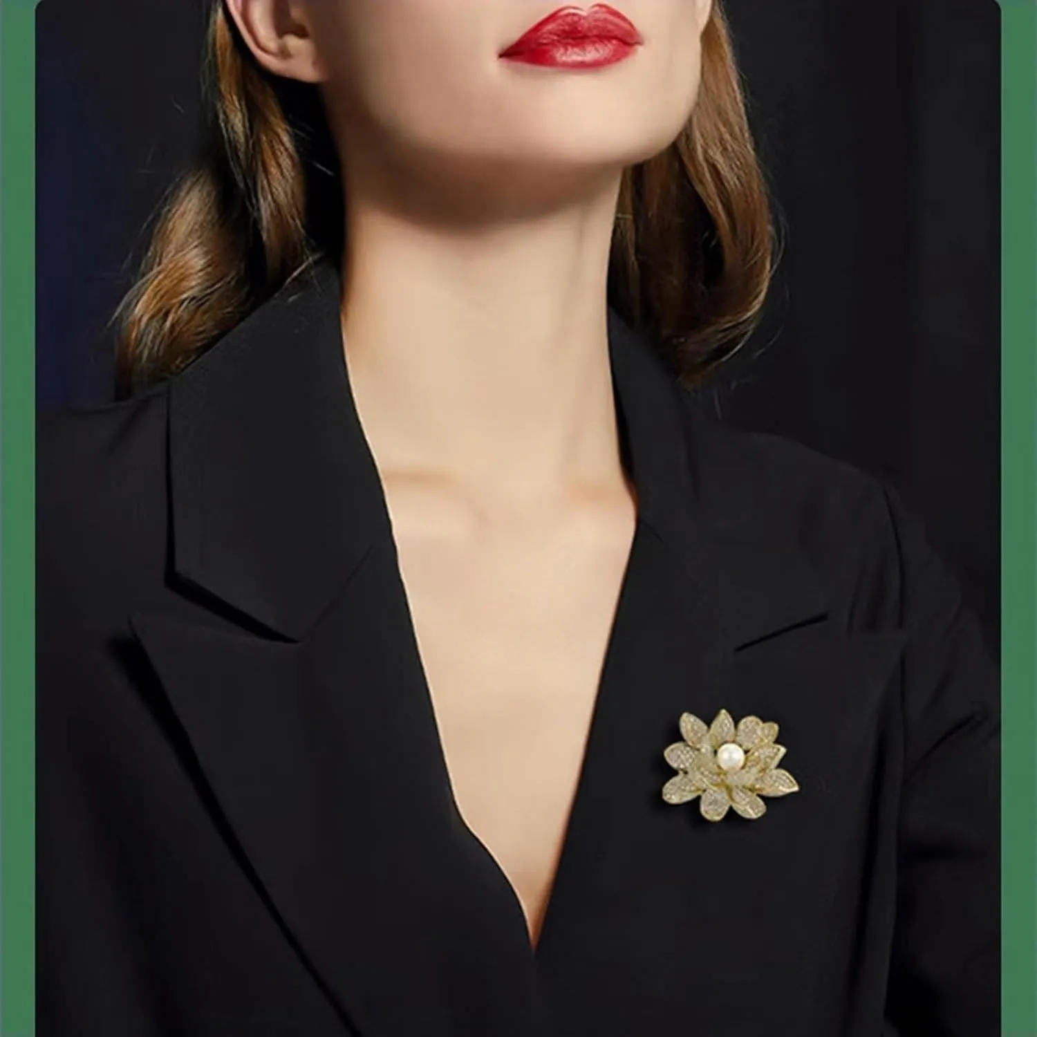 la luen Flower Brooches for Women,Gold Plated Rhinestone Cubic Zirconia Pearl Floral Lapel Pins Corsage Brooches Scarf Clip Pins for Dress Accessories Decoration