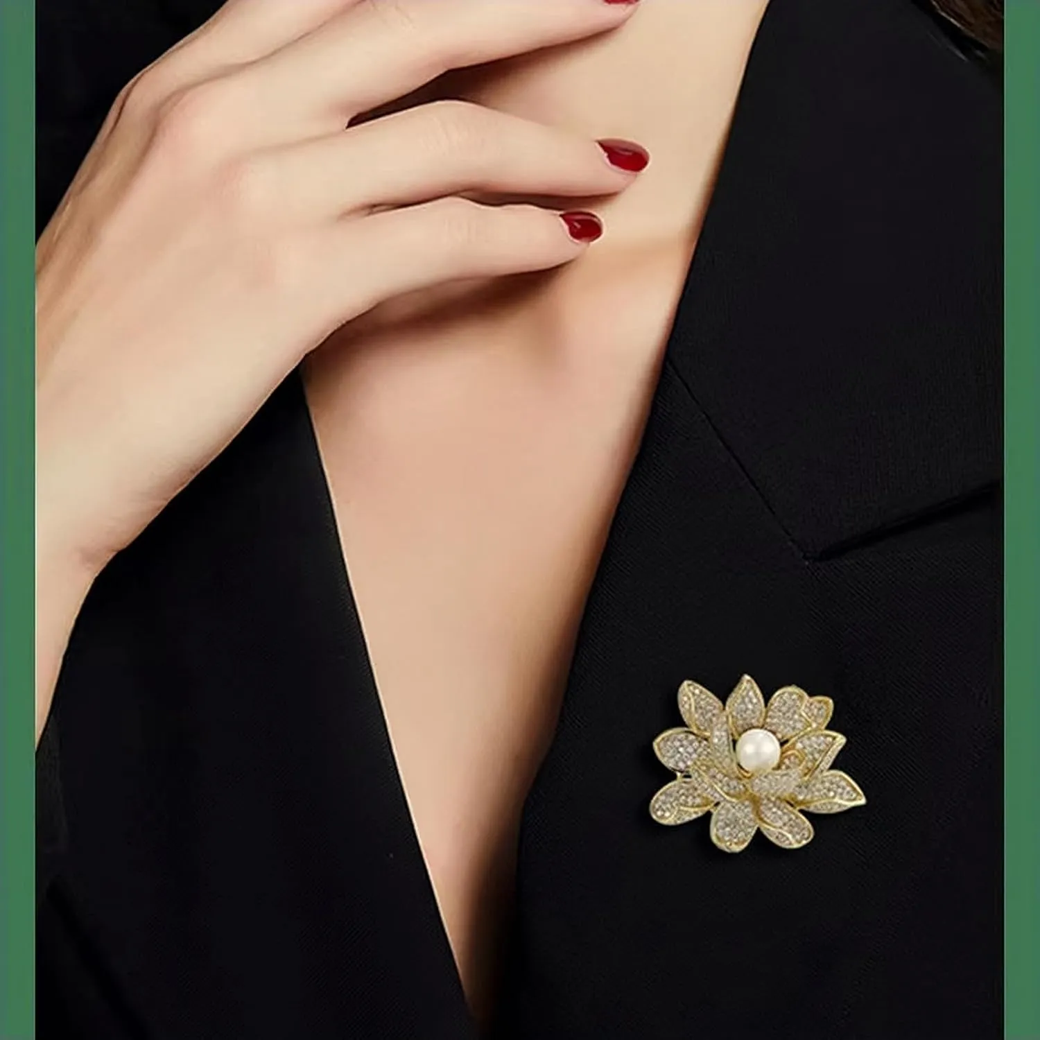 la luen Flower Brooches for Women,Gold Plated Rhinestone Cubic Zirconia Pearl Floral Lapel Pins Corsage Brooches Scarf Clip Pins for Dress Accessories Decoration