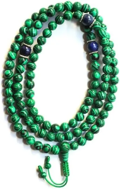 Natural Malachite , lapis lazuli 8mm 108 Mala Beads, Spiritual, Meditation Beads, Reiki, Japa Mala, Buddhist Prayer Beads, Yoga Bracelet, healing beads LKMALA-RRGU-702