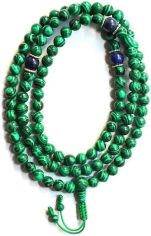 Natural Malachite , lapis lazuli 8mm 108 Mala Beads, Spiritual, Meditation Beads, Reiki, Japa Mala, Buddhist Prayer Beads, Yoga Bracelet, healing beads LKMALA-RRGU-702