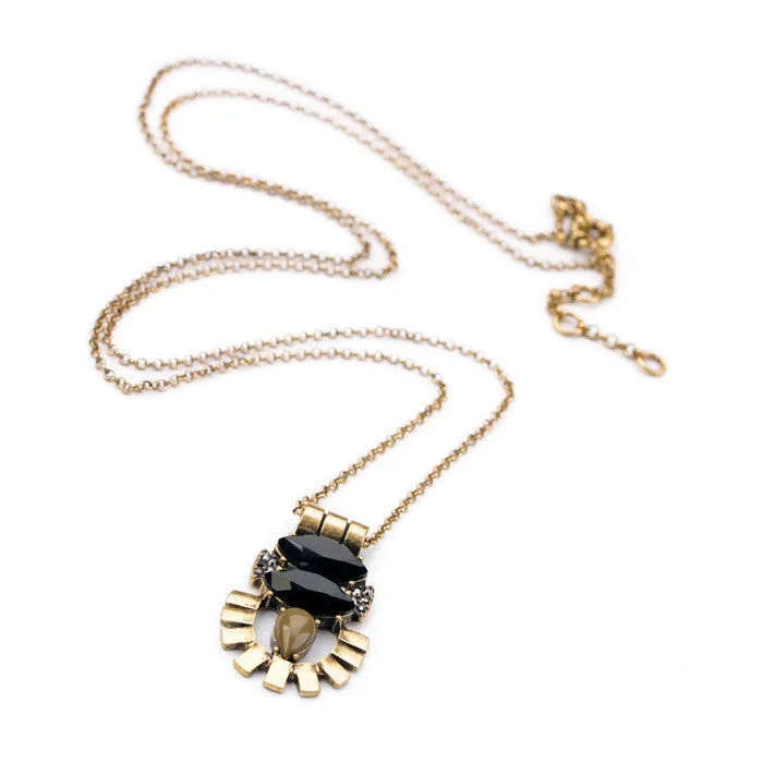 New Arrival Shi Jie Jewelry Resin Zinc Alloy Gold Plated Thin Chain Imitation Gem Pendant Egyptian Necklace