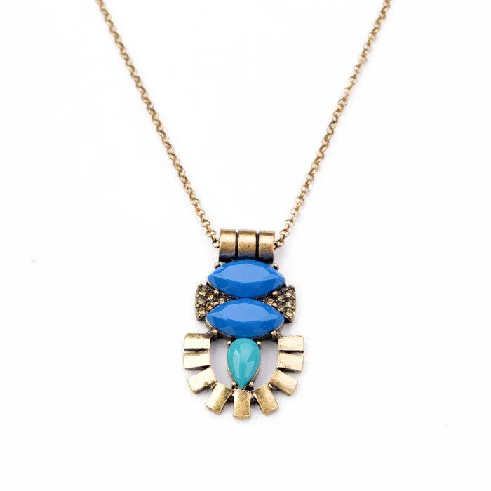 New Arrival Shi Jie Jewelry Resin Zinc Alloy Gold Plated Thin Chain Imitation Gem Pendant Egyptian Necklace