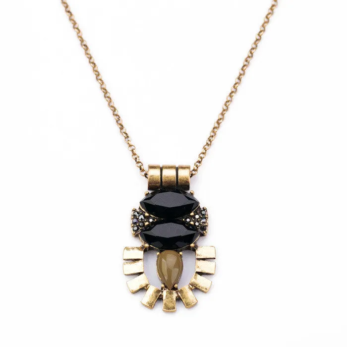 New Arrival Shi Jie Jewelry Resin Zinc Alloy Gold Plated Thin Chain Imitation Gem Pendant Egyptian Necklace