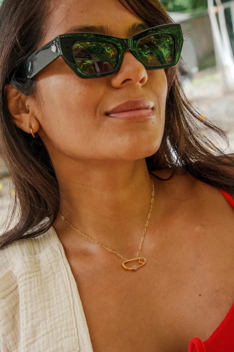 POTESSA 18K Gold Plated Pendant Necklace Medallion Coin Heart Y Shaped Chain Toggle Necklace for Women Jewelry