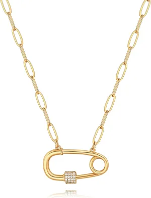 POTESSA 18K Gold Plated Pendant Necklace Medallion Coin Heart Y Shaped Chain Toggle Necklace for Women Jewelry